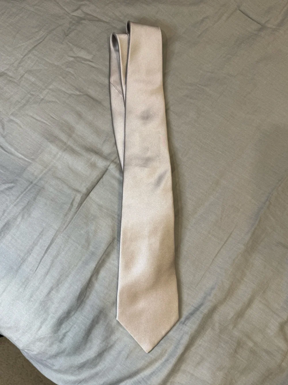 Silky Silver Tone 100% Silk Tie